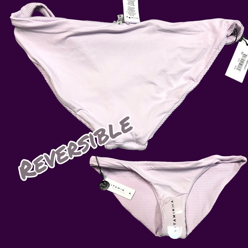 NWT Vitamin A Luciana reversible bikini bottoms in Soft Lilac. Size 6/S ๐๐บ - Picture 7 of 10